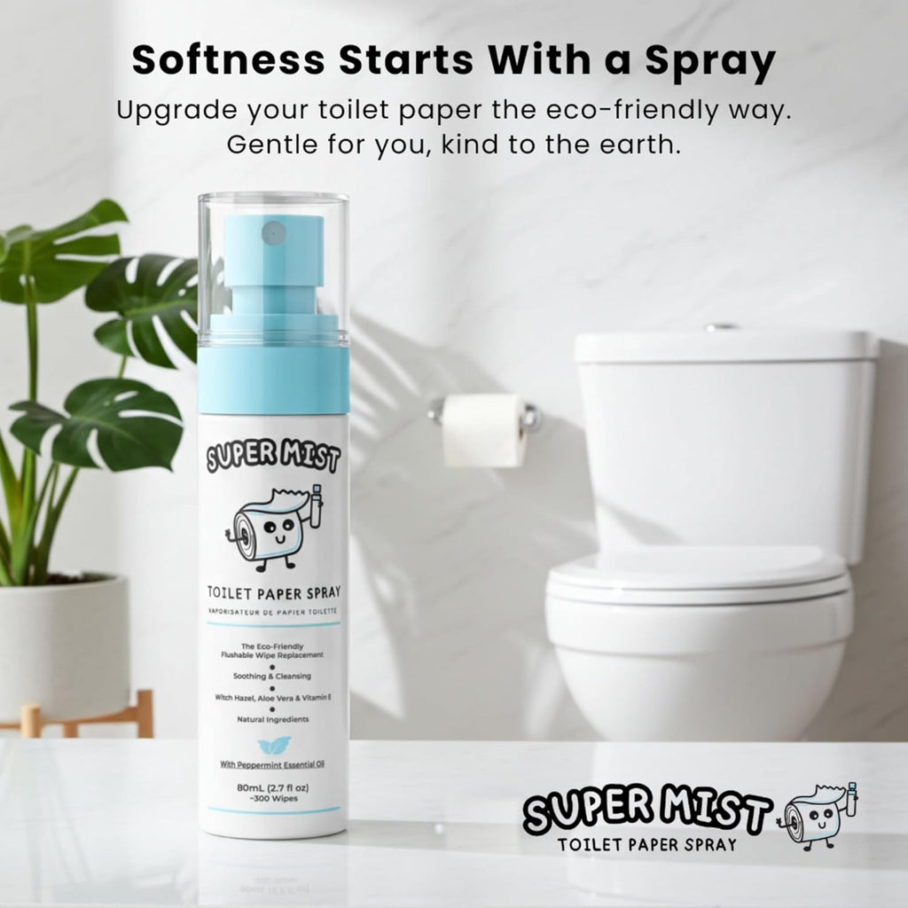 Toilet Paper Spray by [Brand Name] - Gentle Cleansing Wipe for a Better Bathroom Experience | 2.7 fl oz | Travel-Friendly