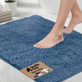 GORILLA GRIP Bath Rug Mat - Thick Soft Absorbent Chenille | Quick Dry Microfiber, 44x26, Blue