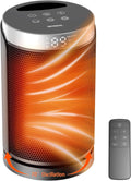 WINHL Portable Electric Space Heater - 1500W PTC Ceramic with Thermostat & Remote | 70° Oscillation, 12H Timer