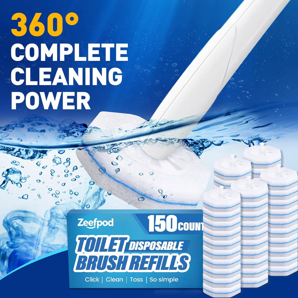 Regine Switzerland Toilet Brush Refills - Disposable Hygienic Scrubber Pads, 150 Count