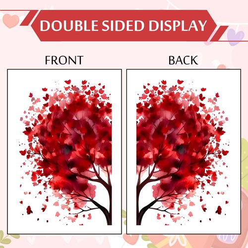 JarThenaAMCS Valentine's Day Window Clings Window Stickers Love Heart Tree Double-Sided Glass Decals for Wedding Anniversary Home Office Classroom Party Wall Decor, 9 Sheets