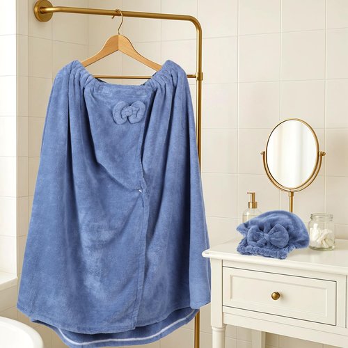 JIEYAO 2 Sets Plus Size Towel Wraps for Women, Bath Towel Dress with Hair Towel, Spa Shower Towel Wrap Adjustable Oversized Body Wrap Wearable Bath Wrap for Quick Drying Hair and Body