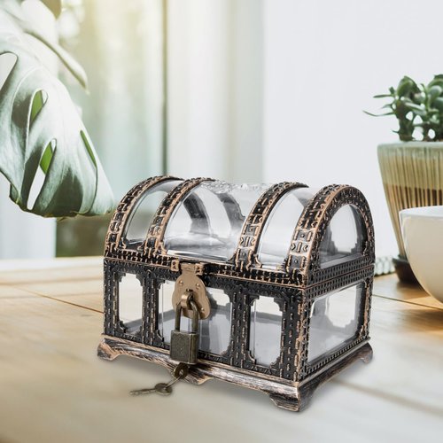BESPORTBLE Pirate Treasure Chest for Kids - Plastic Treasure Box with Lock and Key, for Christmas Stuffers, Halloween Treat Bags, Birthday Goodie Bags & Classroom Reward, for Kids 3-12