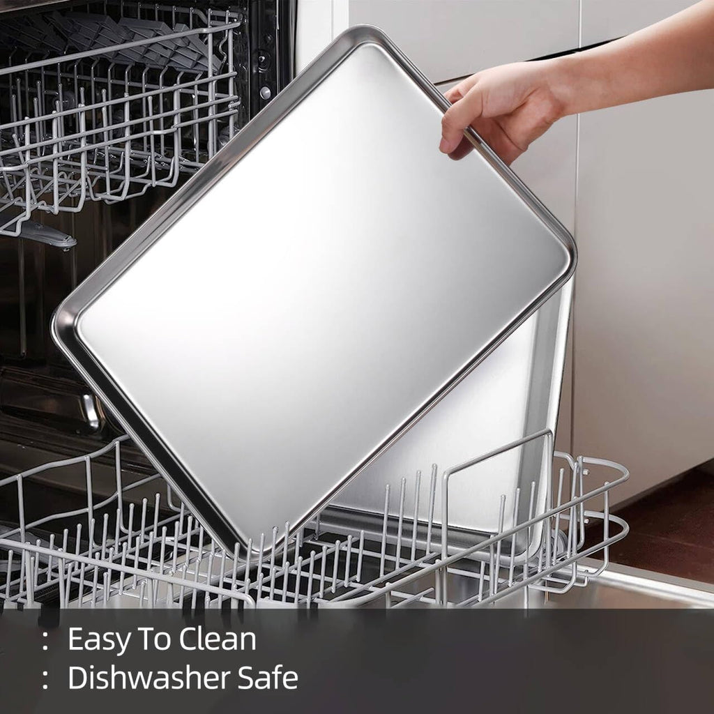 Amrules Baking Sheet with Cooling Rack Set of 6, 3 Premium Stainless Steel Cookie Sheets and 3 Wire Racks, Kitchen Nonstick Baking Pans Set Includes 3 Different Sizes, Heavy Duty Non Toxic