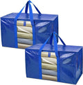 BALEINE Oversized Moving Bags - Heavy-Duty Storage Totes with Reinforced Handles | 2-Pack, Blue w/Window