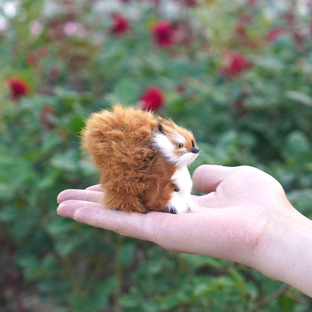 Skiennix Realistic Furry Squirrel | Lifelike Faux Fur Easter Basket Stuffer | 3.1-Inch Home Decoration