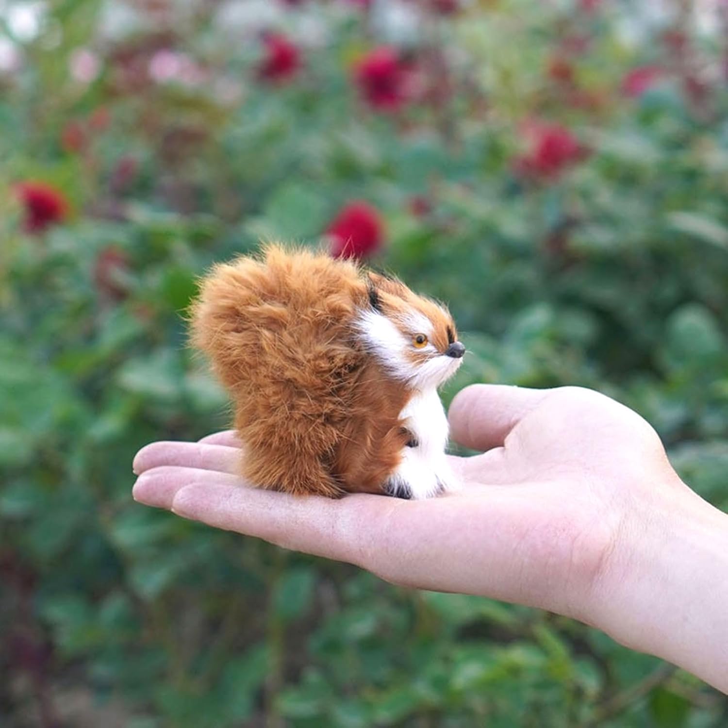 Skiennix Realistic Furry Squirrel | Lifelike Faux Fur Easter Basket Stuffer | 3.1-Inch Home Decoration
