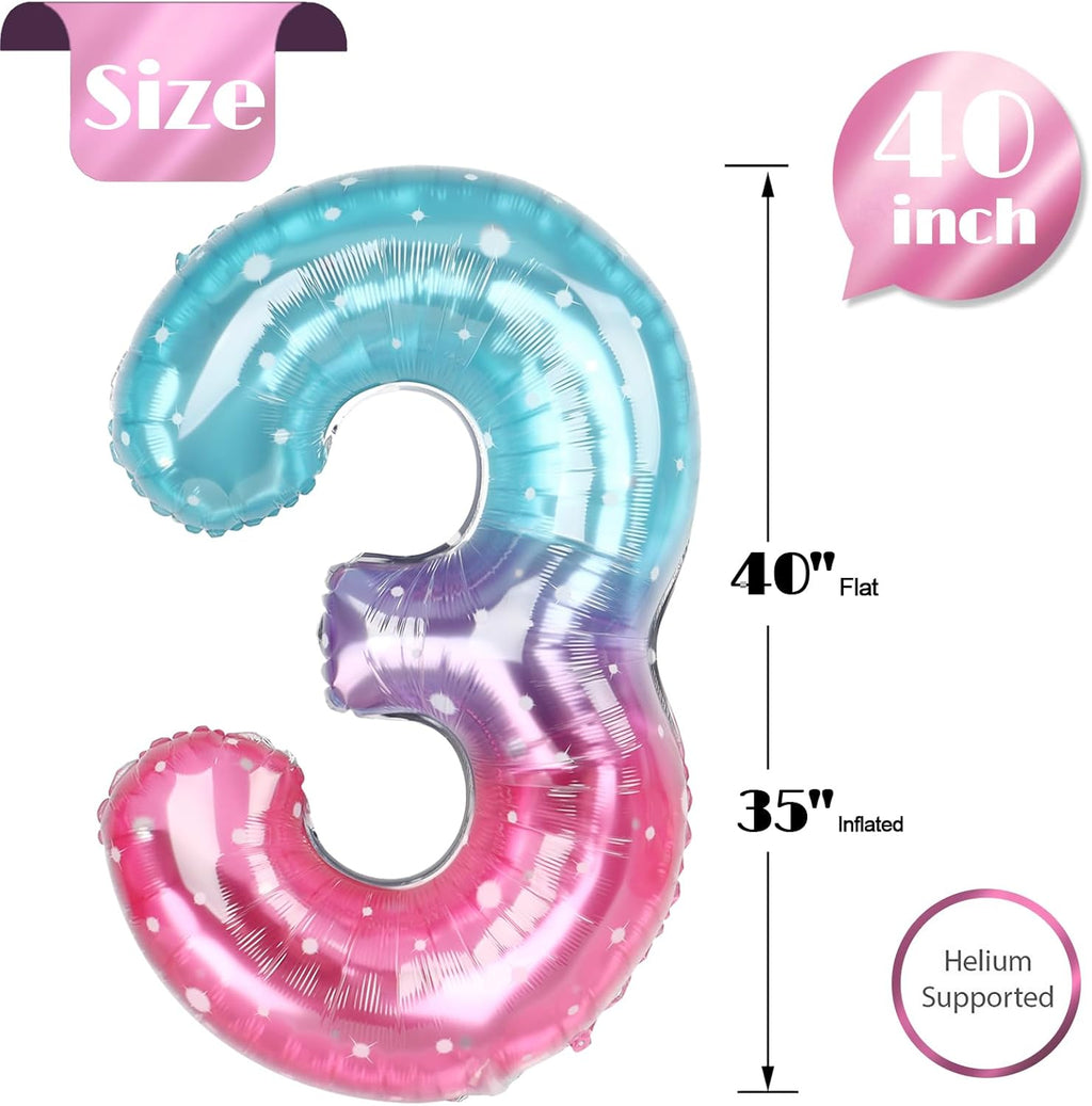 Starry Sky 40-Inch Number 3 Balloon - Perfect for 3rd Birthday Celebrations | Kids & Adults Party Decor