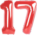 Red Number 17 Balloon - 40 Inch Birthday Decoration for 17th Party | Perfect for Boys & Girls
