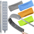Retractable Gap Dust Cleaner Brush with 4 pcs Replacement Duster Cloth, 100 inches Extendable Pole, Flexible Microfiber Duster for Cleaning Under Refrigerator, Sofa,Couch Bed, Furniture
