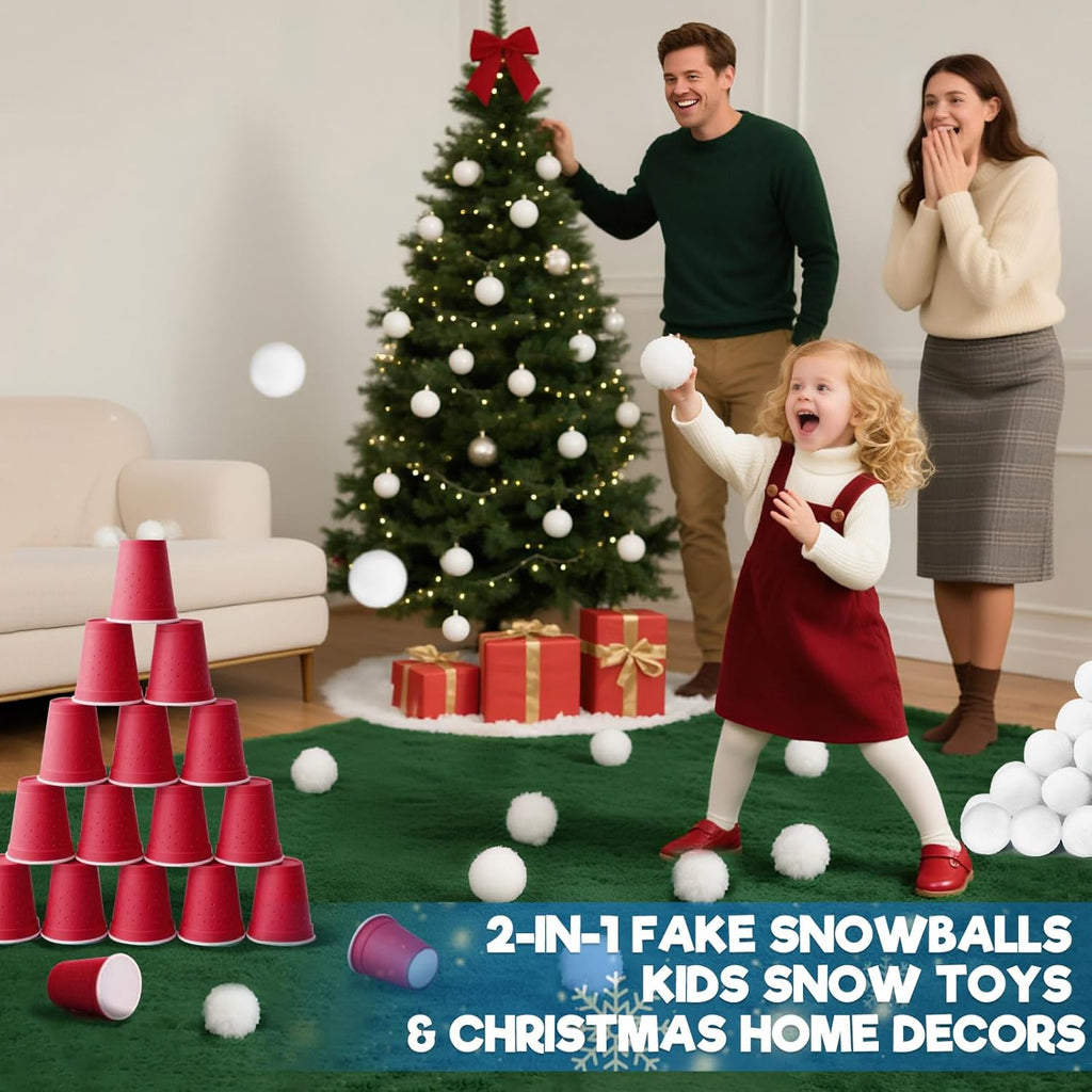 Skiennix 60 PCS Fake Snowballs - 2 Inch Indoor Decorations for Family Fun & Holiday Parties