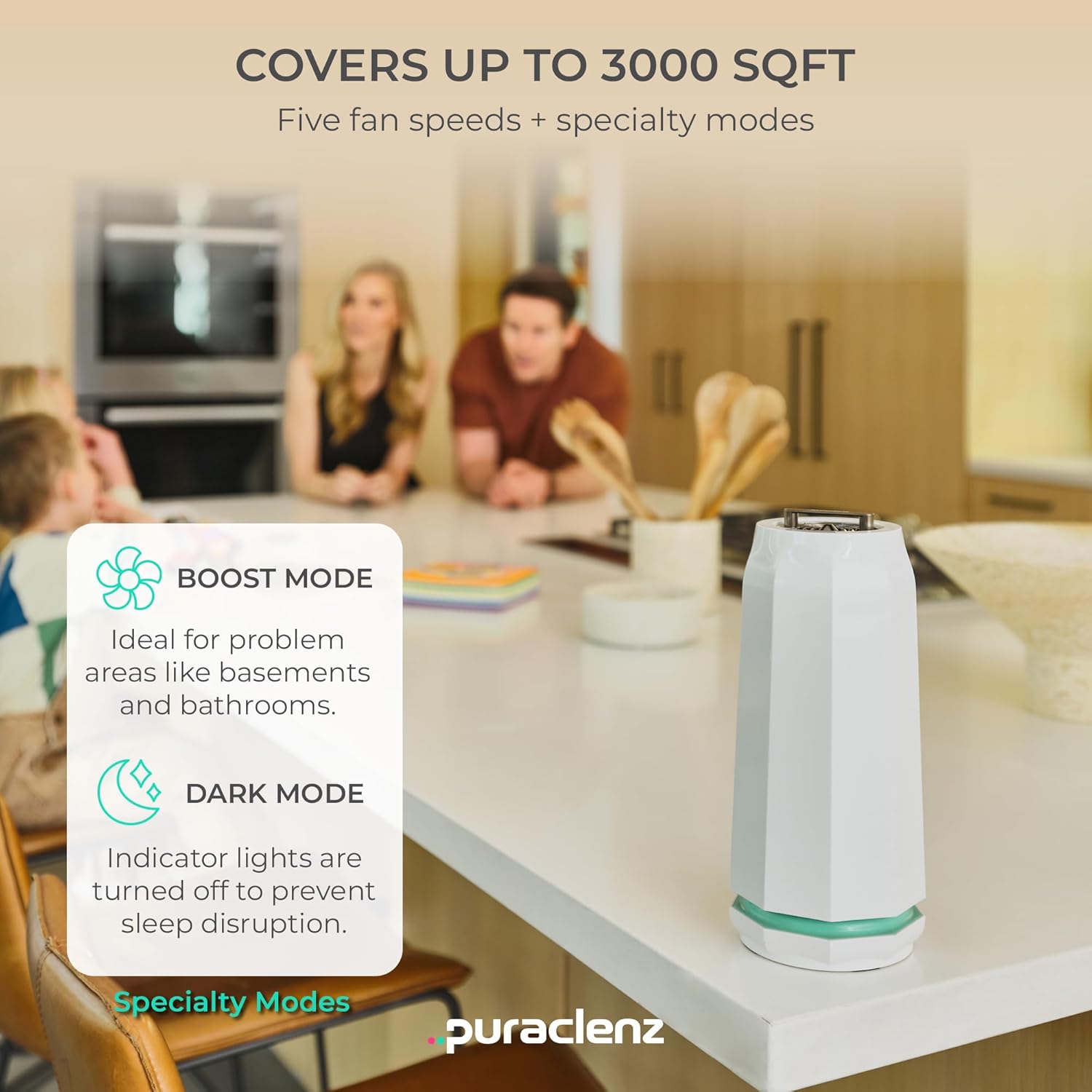 Puraclenz Photon P3000X Air Purifier - Ozone-Free Home Air & Surface Purification Up to 3000 Sqft, Removes 99% Pollutants, Mold & Odors