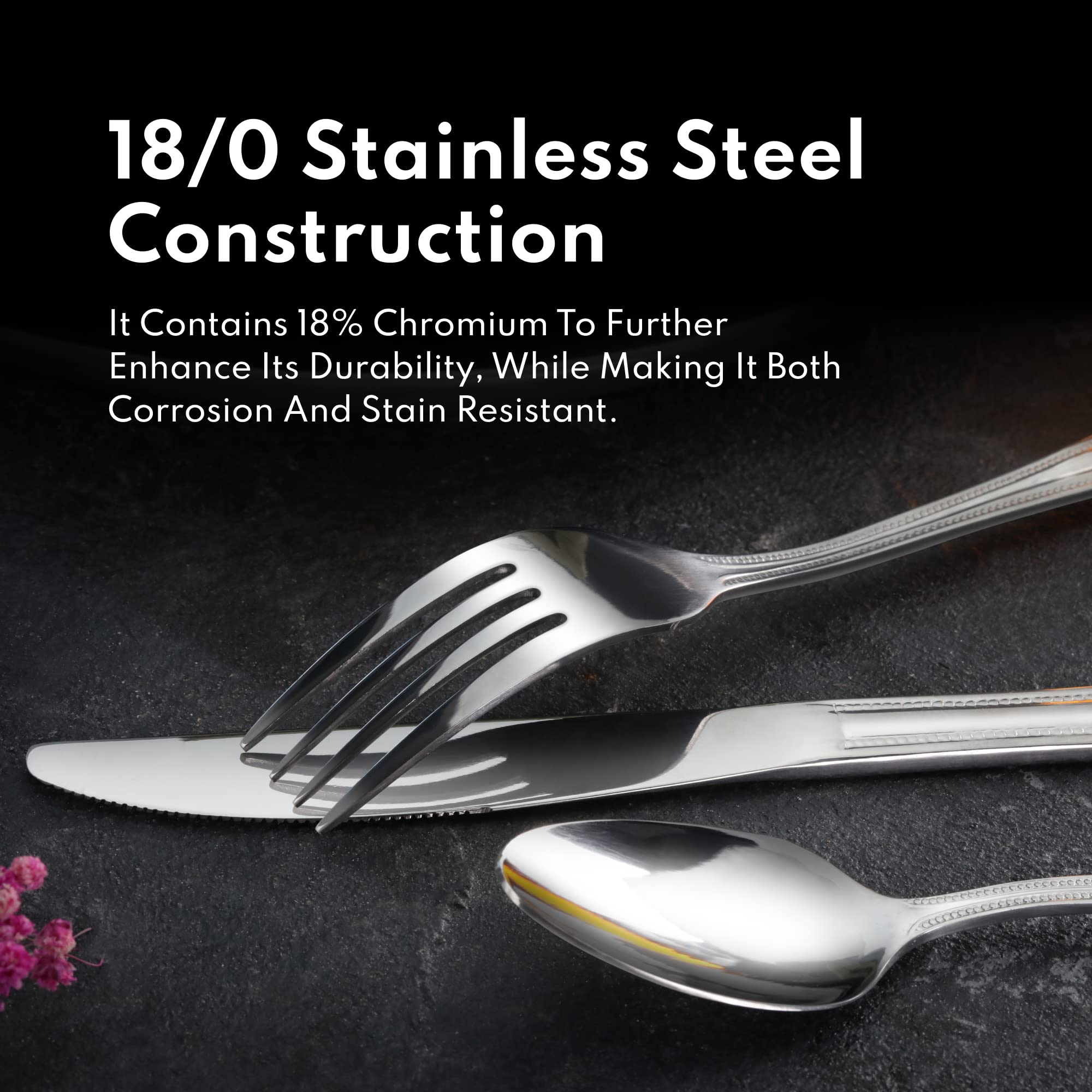 New Star Foodservice Rose Pattern 18/0 Stainless Steel Dinner Fork, 7.2-Inch, Set of 12, Commercial Grade