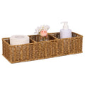 Wicker Toilet Paper Basket: 3 Water-resistant Compartments Organizer - Extra-Large Storage for Bulk Rolls & Toiletries (Farmhouse & Scandinavian, Tan)