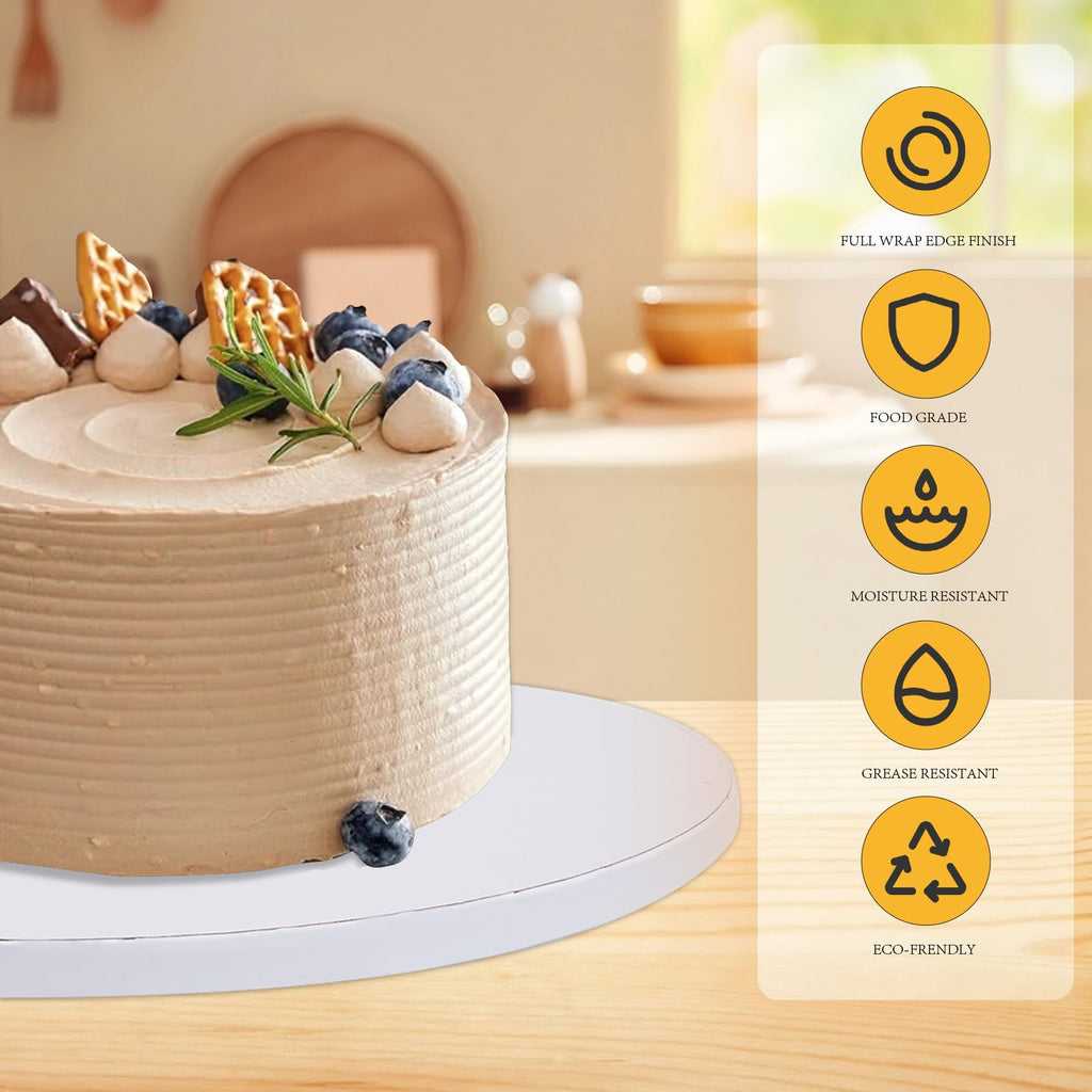 Oungg 14 Pack 12 Inch Cake Drum, Cake Boards 12 Inch Round, 1/2" Thick Cardboard Cake drums with Food Grade, White and Modern Style for Bases Para Pasteles.