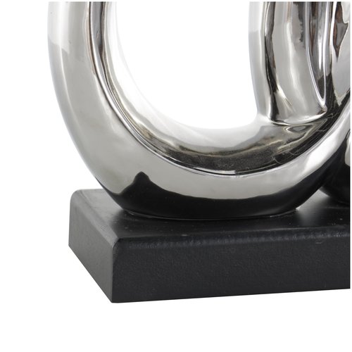 Deco 79 Ceramic Family 3 Figure Sculpture with Black Rectangular Base, 12" x 1" x 10", Silver