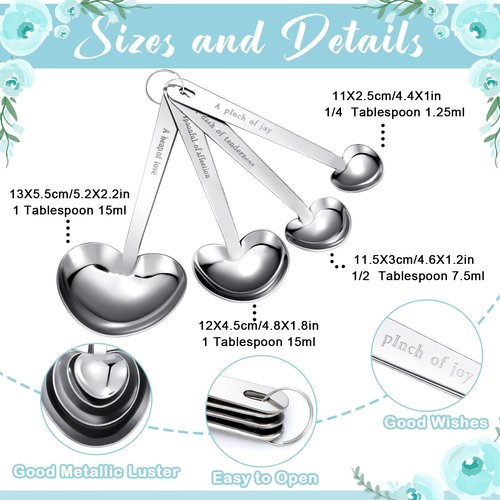 Yinder 50 Set Heart Shaped Measuring Spoons Wedding Favors for Guests Measuring Spoon Favors Gift with Gift Box and Thank You Card for Wedding Bridal Shower Baby Shower Birthday Souvenirs(Blue)