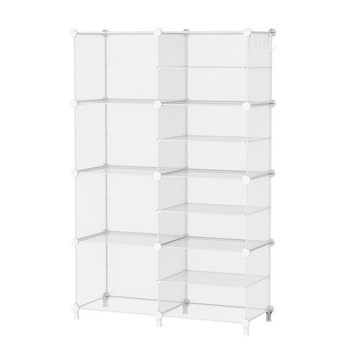 AWTATOS Closet Organizer 8 Cube Storage Shelves Clothes Organizers Closet Storage Stackable Cubby Shelving for Closet Bedroom Living Room Office, Transparent Twill