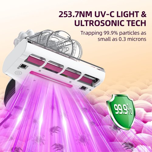 Kimdog Mattress Vacuum Cleaner - 18Kpa Bed Vacuum with LED Display, 253.7nm UV-C Light, 149°F Heat Ultrasonic & Hepa Filter, Handheld Couch Cleaner with 3L Dust Cup for Pet Carpet Sofa Hair (Corded)