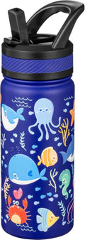 Fanhaw Kids Insulated Water Bottle - 18 Oz Stainless Steel, Leakproof, BPA Free | Blue Ocean