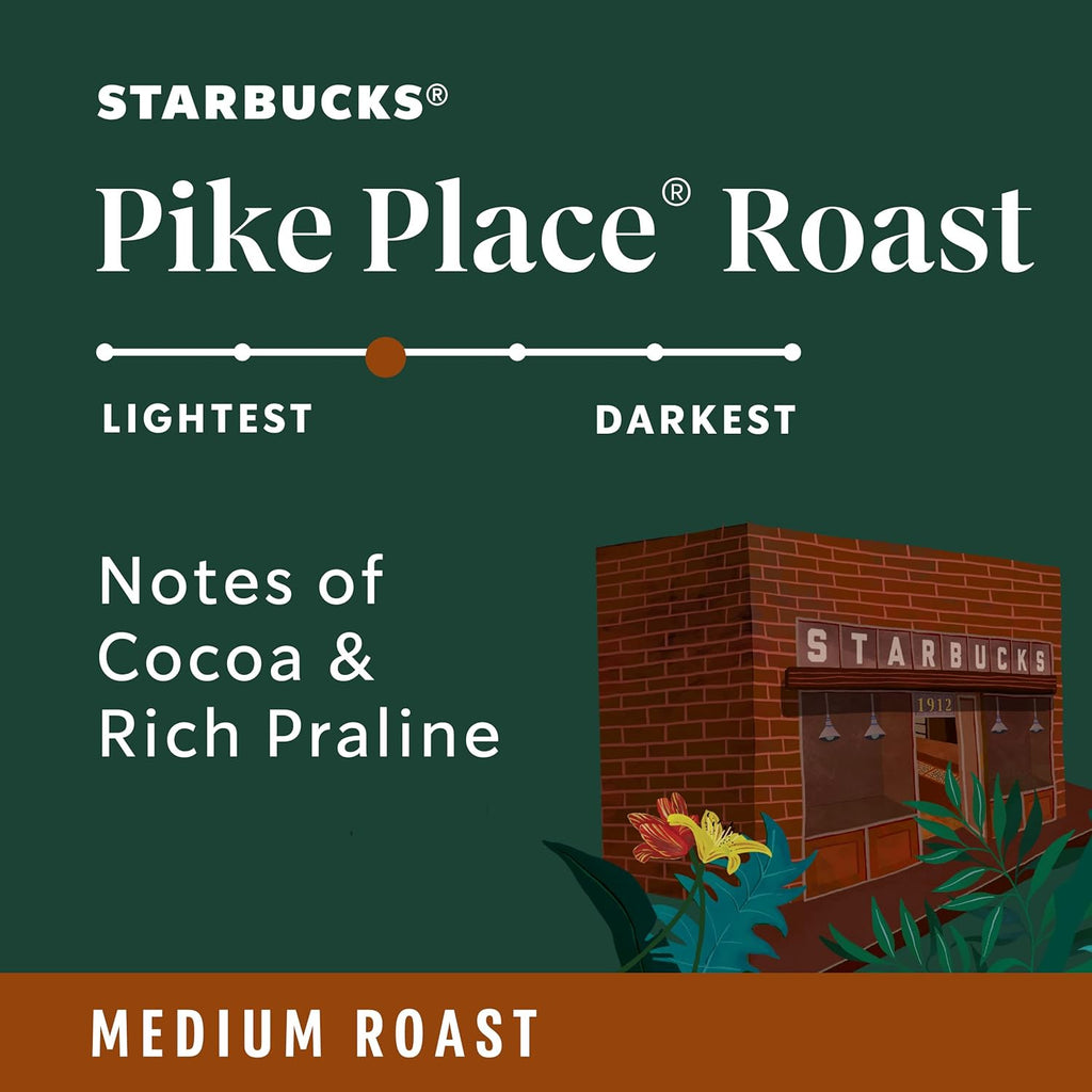 Starbucks K-Cup Coffee Pods - Medium Roast Pike Place Roast for Hot or Iced Coffee | 60 Count