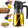 Oil Sprayer 16oz by [Brand Name] - 2-in-1 Food Grade Glass Dispenser for Cooking & BBQ (Black)
