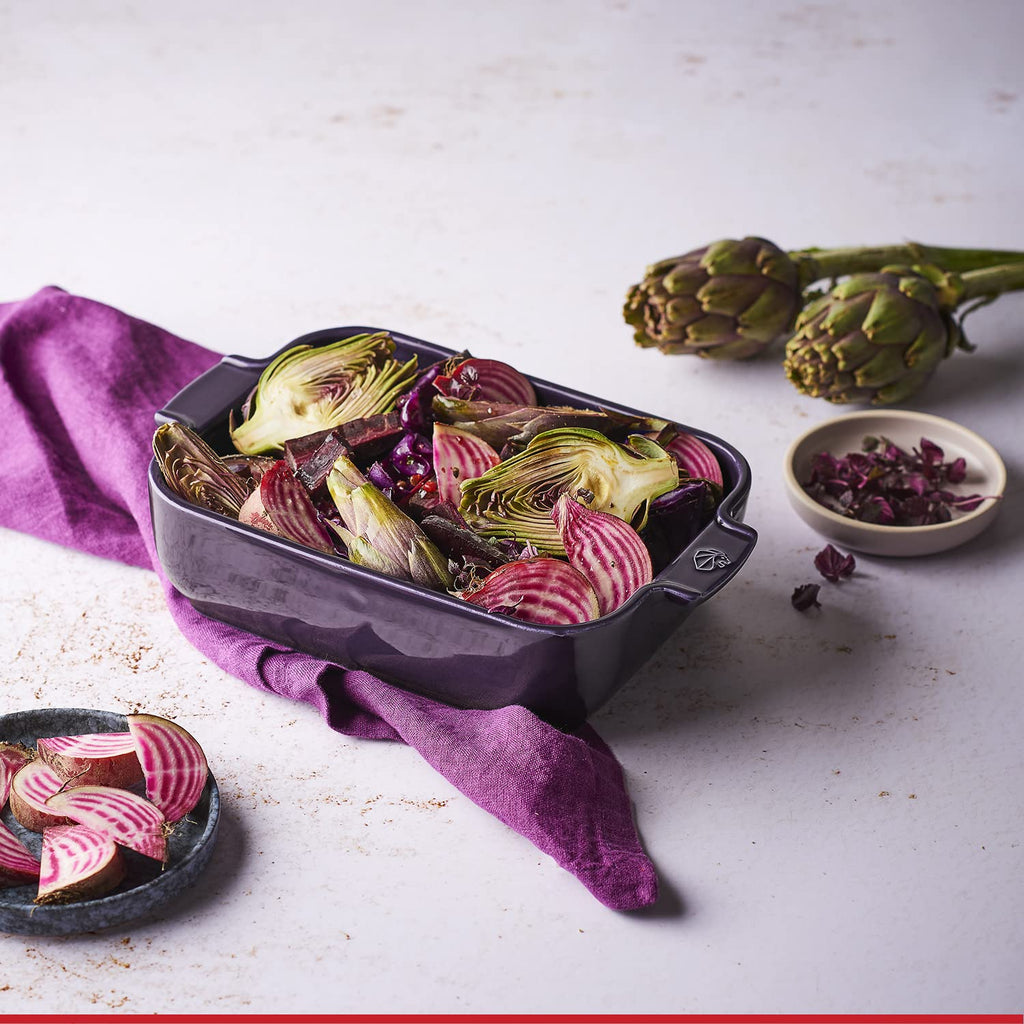 Peugeot - Appolia Rectangular Oven Dish - Ceramic Baker with Handles - Eggplant, 13 x 11 x 3 inches
