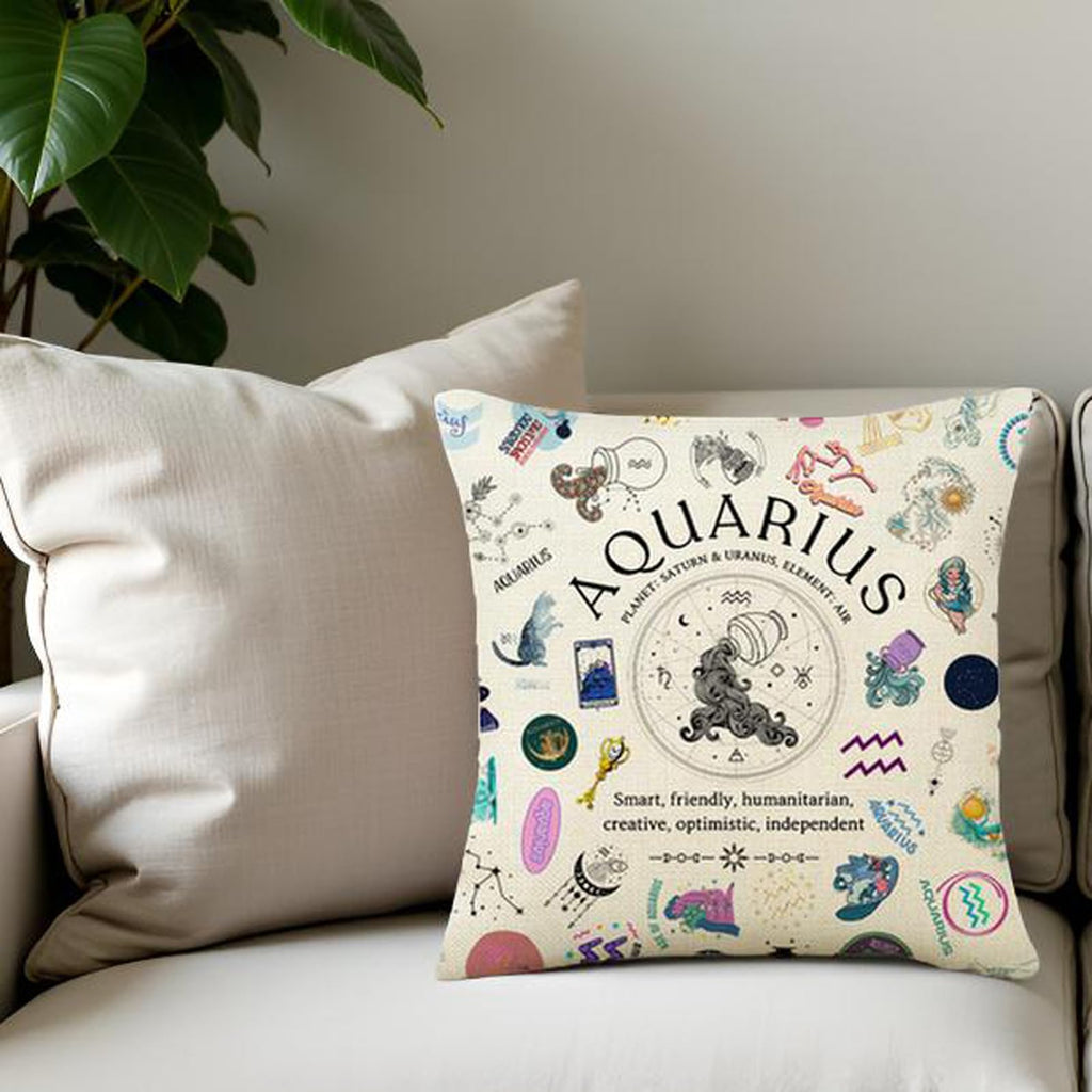 TOTEVOL Aquarius Pillow Cover 18x18, Zodiac Constellation Throw Pillow Covers for Women, Unique Astrology Gifts, Birthday Gift for Aquarius Women & Astrology Lovers