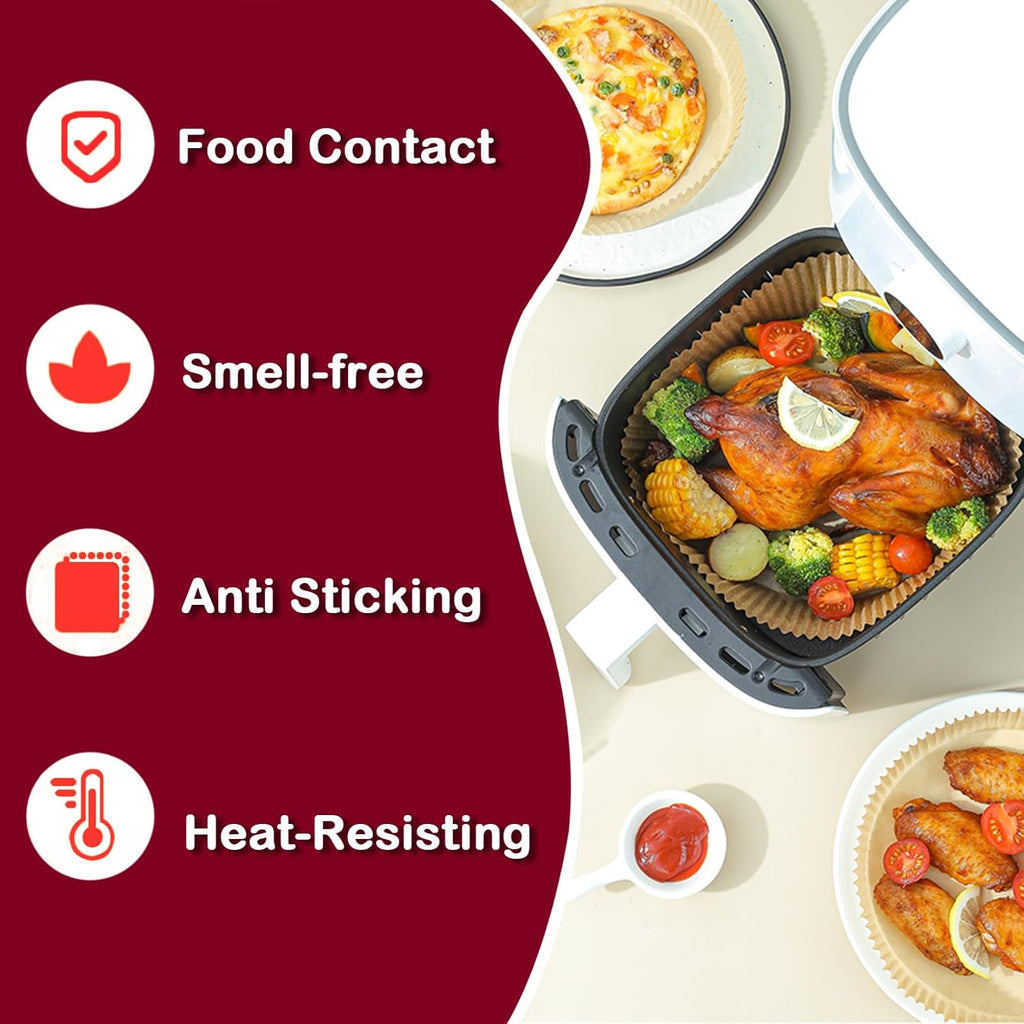 Ninja Air Fryer Liners - Non-Stick Parchment Paper for 4-8QT Baskets | 225 PCS Round Liners