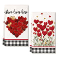 ARKENY Valentines Day Kitchen Towels Set of 2,Red Heart Love Dish Towels 18x26 Inch Drying Dishcloth,Farmhouse Home Daily Seasonal Decoration AD413