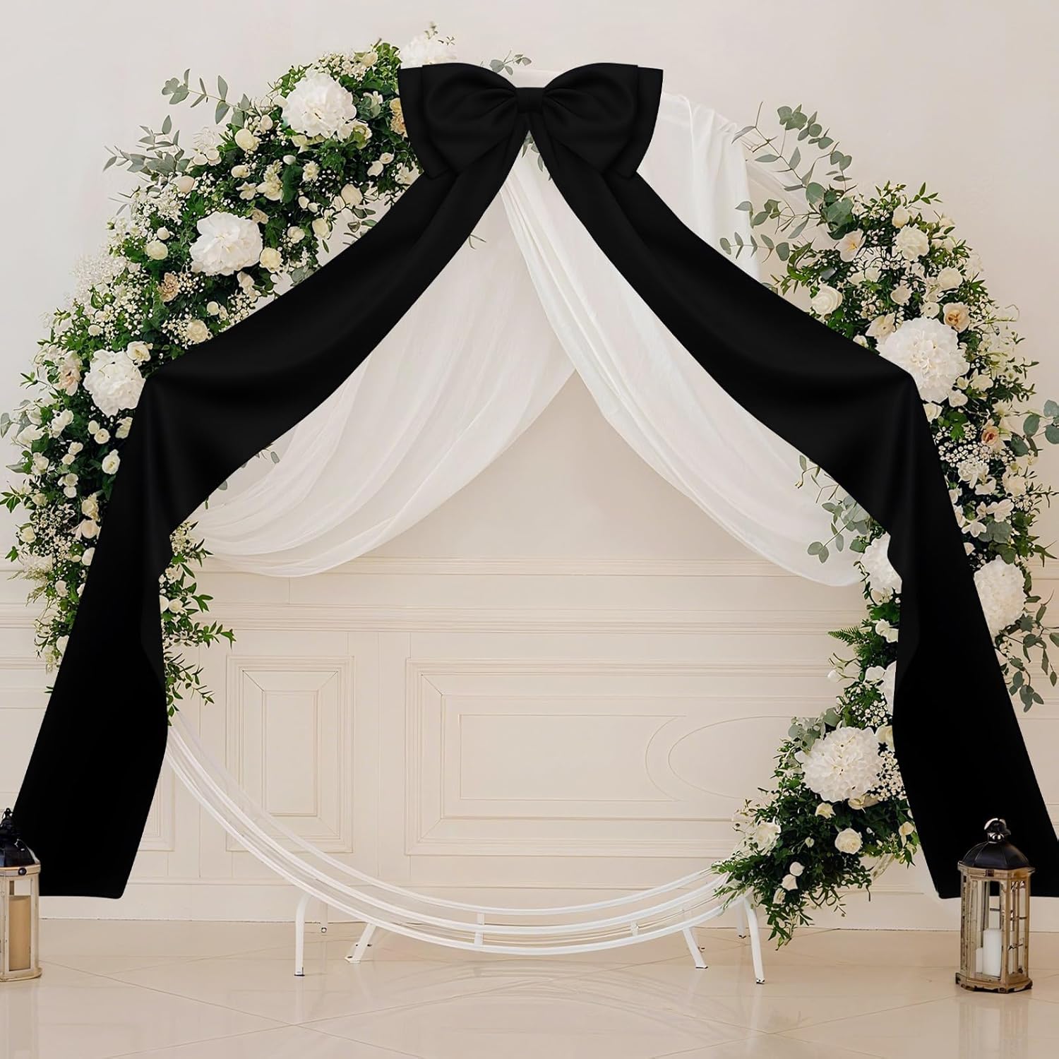Skiennix Large Satin Bow Decoration - Giant Wall Bows for Weddings & Baby Showers | Black