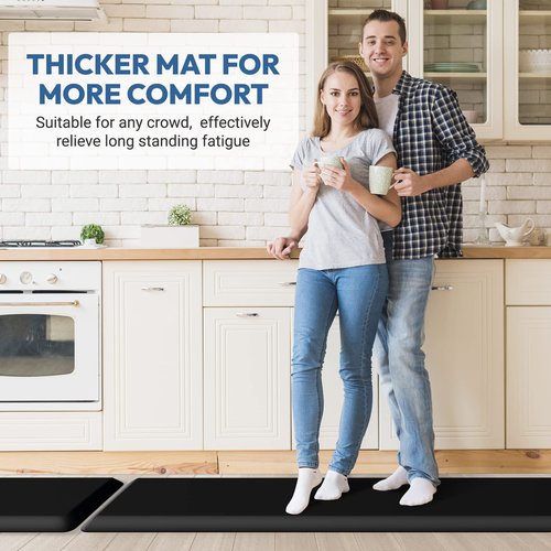 4/5 Inch Thick Kitchen Mat - Cushioned Anti Fatigue Mats for Kitchen Floor - Easy to Clean, Waterproof, Non-Slip Kitchen Rug for Sink, Office, Kitchen (20''x32'' Black)
