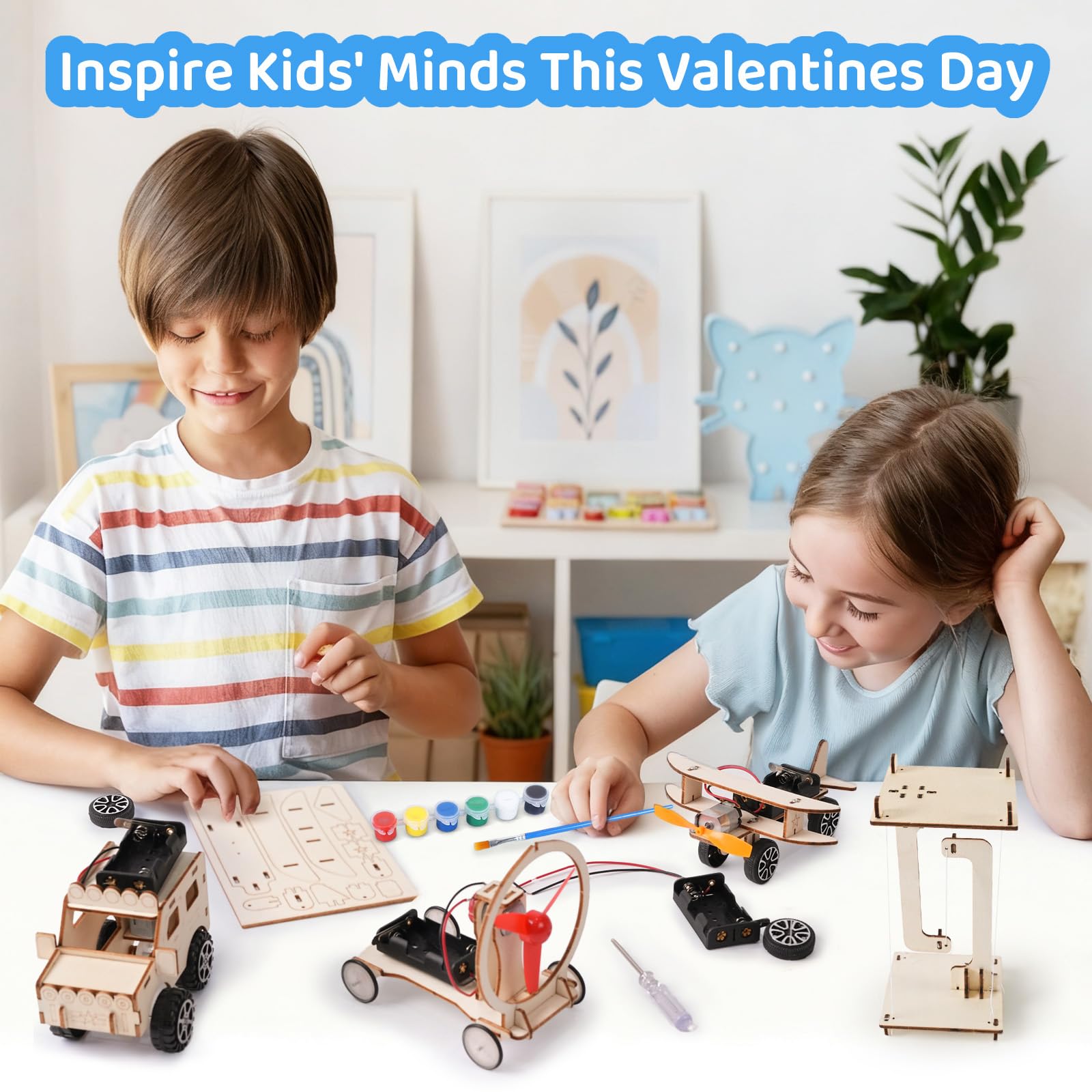 Valentines Day Gifts for Kids - 24 Pack DIY Science Craft Kits with Valentines Cards - STEM Projects Educational Toys for Boys Girls Age 6-12 Classroom Exchange School Activities Party Favors
