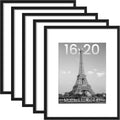 Upsimples 16x20 Picture Frame Set of 5 - Display 11x14 with Mat or 16x20 Without | Black Gallery Frames