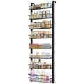 MIAOLI Over the Door Pantry Organizer, 8-Tier Adjustable Spice Rack Cabinet Door Shelves, Hanging Seasoning Organizer for Kitchen Bathroom, Laundry Room Organization, Black