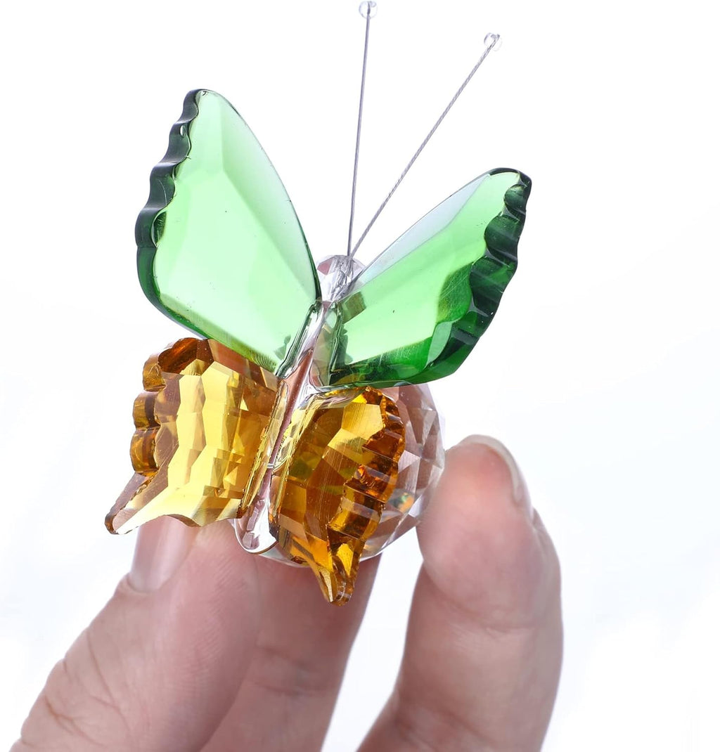 Skiennix Crystal Butterfly Figurines - Pack of 4 Decorative Glass Butterflies | Perfect Christmas Gifts for Women (2.2 x 2 Inches)