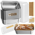 Gyreuni 50 Pack Aluminum Loaf Pans with Lids Stickers and Parchment Paper Sheets,2.4Lb Heavy Duty Aluminum Foil Premium Bread Tins - 8.3" X 4.1" X 2.2" Disposable Baking Pans