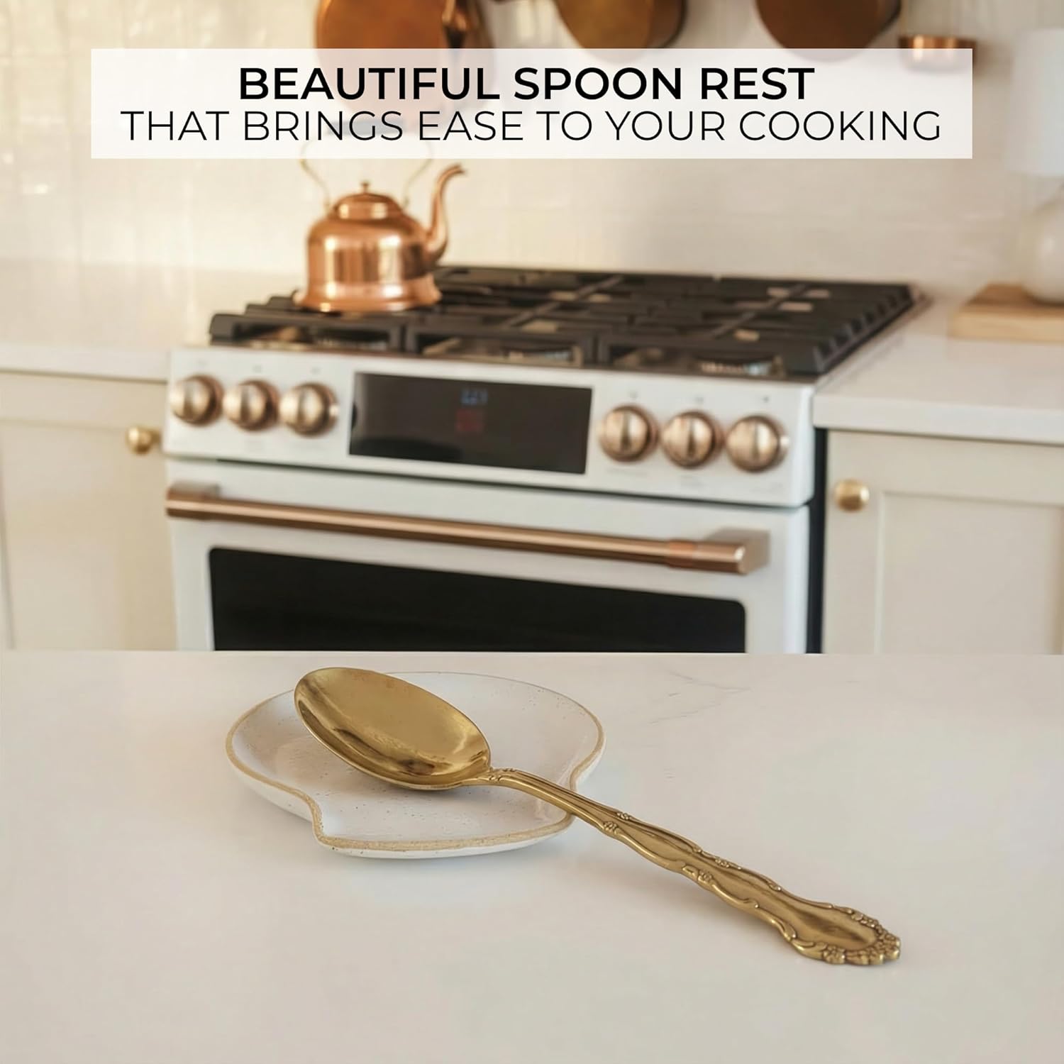 Beautiful Ceramic Spoon Rest - Perfect Kitchen Countertop Holder | Easy to Clean & Dishwasher Safe