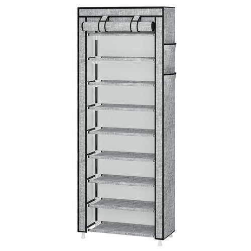 Calmootey 9 Tier Shoe Rack Organizer,Portable Shoe Shelf with Nonwoven Fabric Cover for Closet Hallway,Bedroom,Entryway, Ash Grey
