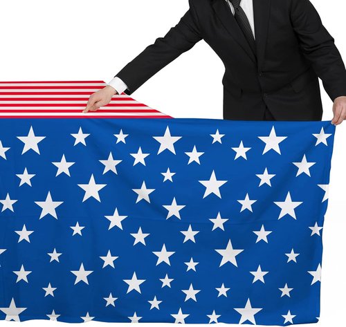 Gatherfun Disposable Plastic Tablecloth - Waterproof American Flag Design for Patriotic Celebrations | 3PCS 54 x 108 Inch