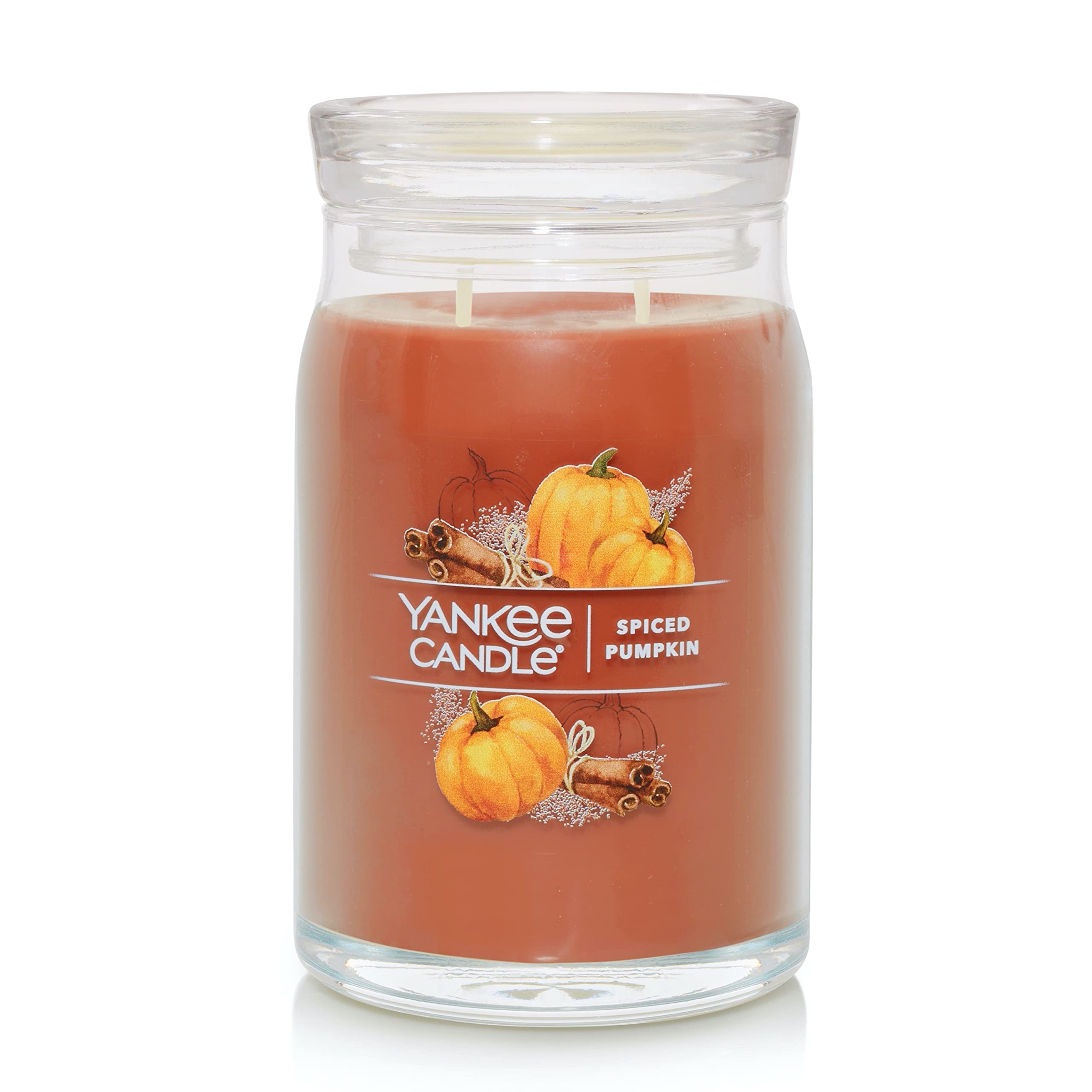 Yankee Candle Spiced Pumpkin Scented Signature 20oz Large Jar 2-Wick Candle Over 60 Hours of Burn Time