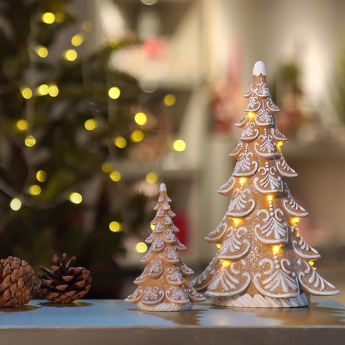 Cynkeyee Gingerbread Christmas Tree Decorations - Indoor Xmas Lights & Centerpiece, 6.5x4.5x10 Inch