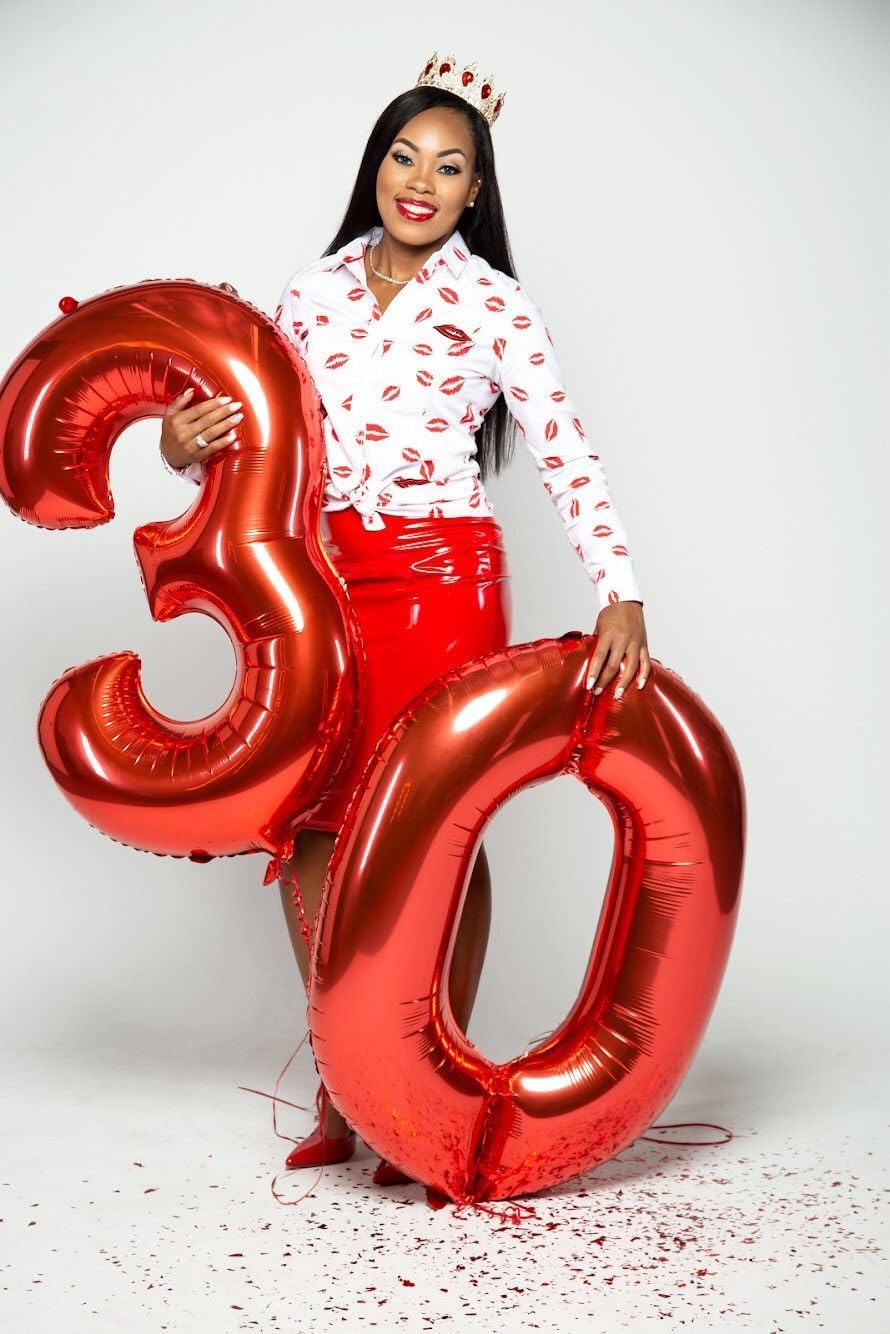 Red 27 Balloons - Large Happy Birthday Decoration for Men & Women | Foil Number Balloons for Celebrations