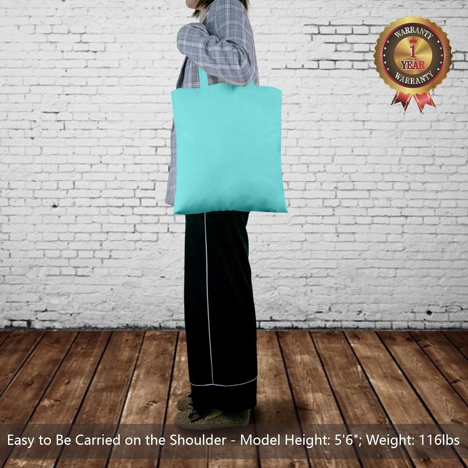 TOPDesign Aqua Blue Cotton Tote Bags - 6-Pack Lightweight Reusable Grocery Bags | Ideal for DIY & Promotions