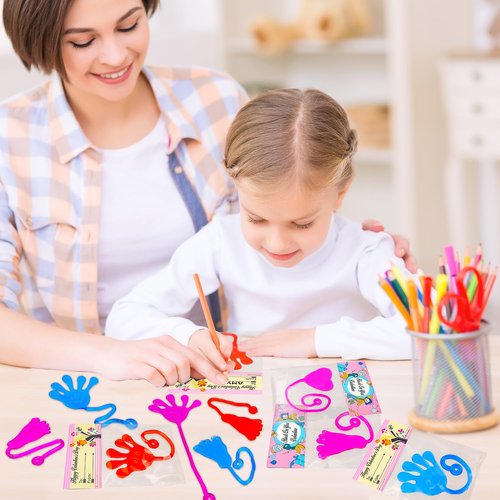 Valentines Non Candy Gifts Exchange Cards for Kids Preschool Class 20 Pack, Valentines Day Sticky Hands Hearts Toys for Toddler Boy Girl, Goodie Bag Box Basket Stuffers Fillers Trinkets for Students