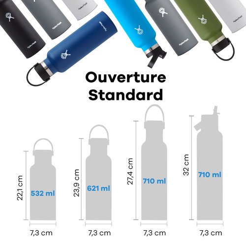HYDRO FLASK - Water Bottle 621 ml (21 oz) with Flex Straw Cap - Vacuum Insulated Stainless Steel Reusable Water Bottle - Leakproof Lid - Hot and Cold Drinks - Standard Mouth - BPA-Free - Black