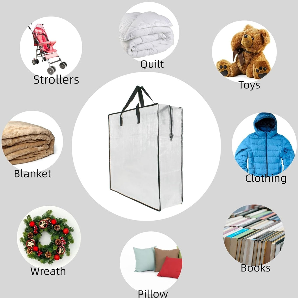 Skiennix Clear Storage Bags - 9 Pack Zippered Organizers for Blankets, Clothes & Bedding | Ideal for Moving & Underbed Storage