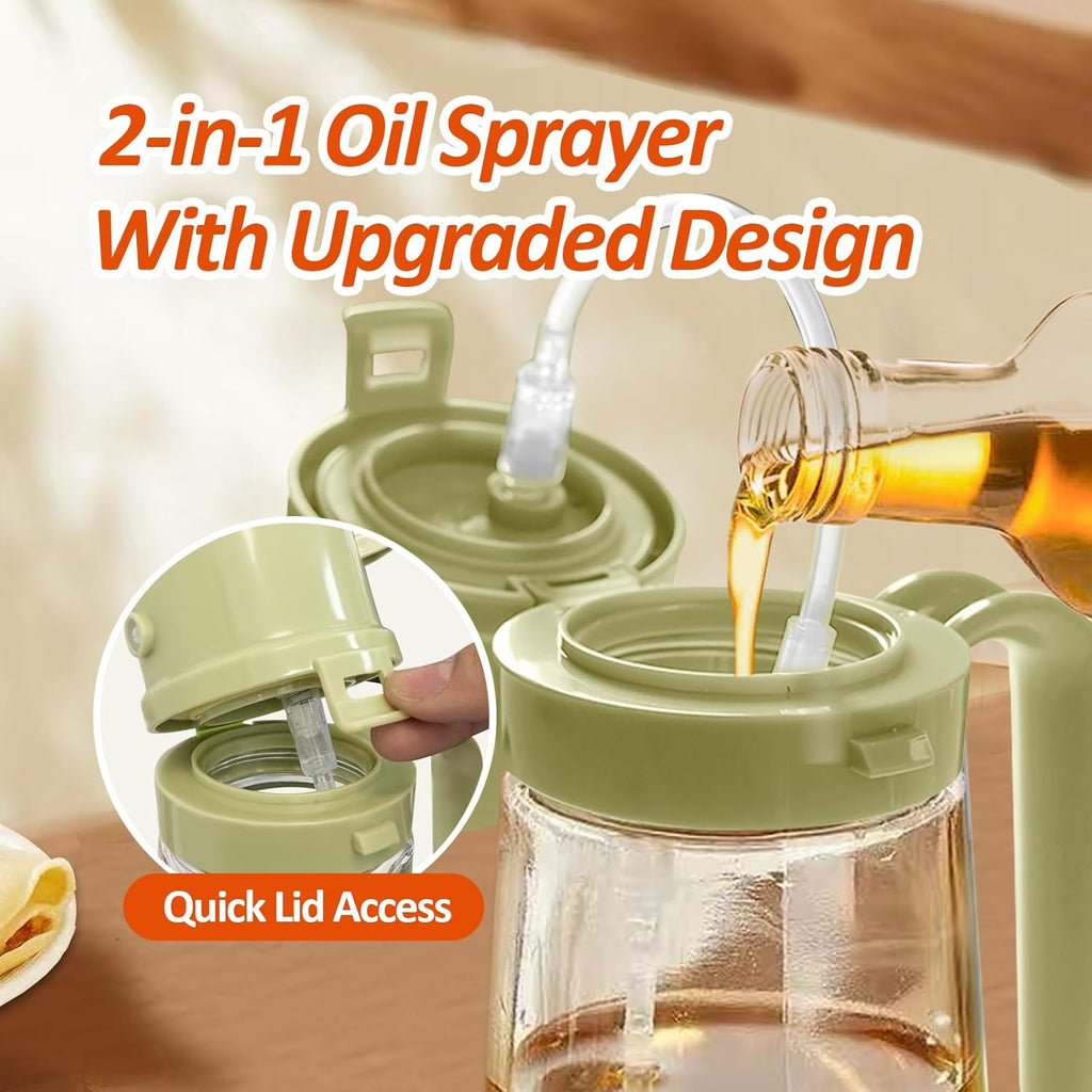 YARRAMATE Oil Sprayer - 16oz Easy Refillable Glass Dispenser for Cooking | Food-Grade, Green