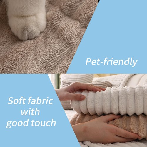Couch Cover for Dogs Washable,Non Slip Fuzzy Durable Couch Covers for 3 Cushion Sofa Pet Friendly Sofa Cover Dog Thick Soft Slipcovers Protector Couches Mat Bed (Brown, 27.6" x 59"/70 x 150cm)