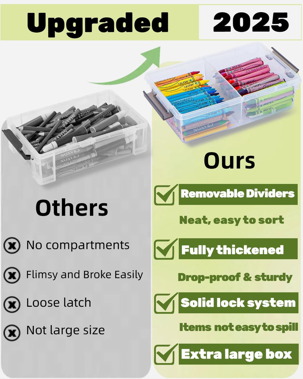 Skiennix Extra Large Pencil Box - Removable Divider & Stackable Design | 12 Pack Clear Organizer (Grey)